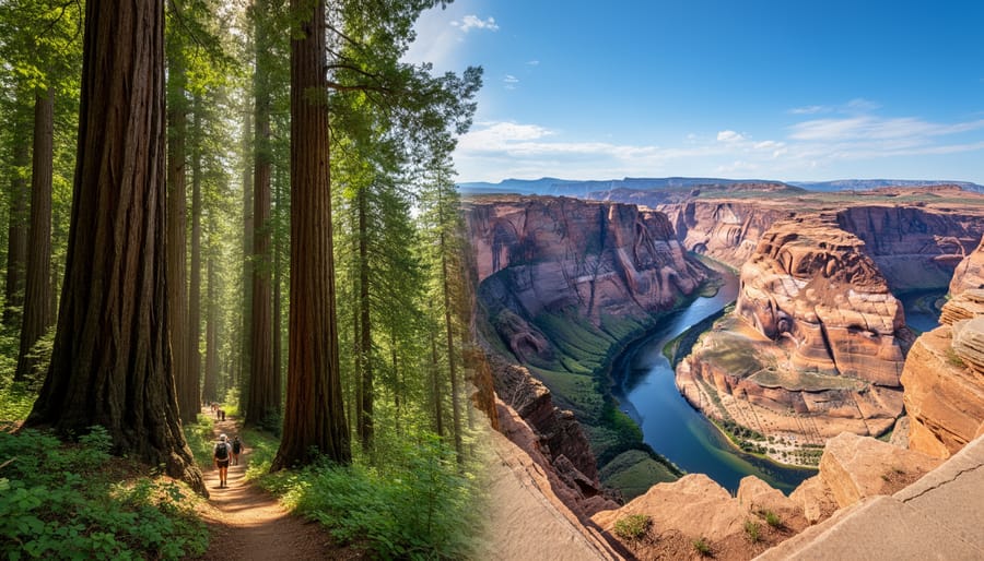 View of giant sequoias and a rugged canyon landscape representing a combined Sequoia and Kings Canyon trip.
