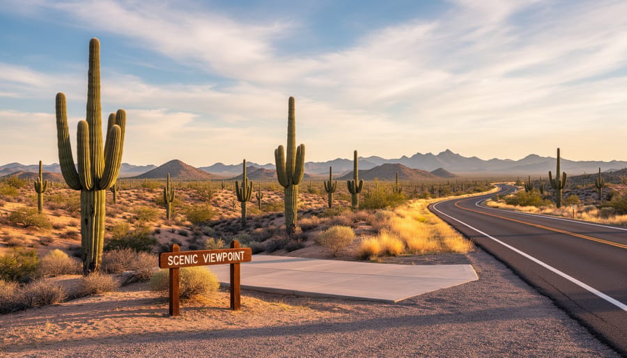 Low-angle view of tall saguaro cacti in Saguaro National Park Tucson Mountain District